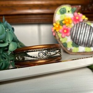 Copper, Brass & Silver Metal Cuff Bracelet